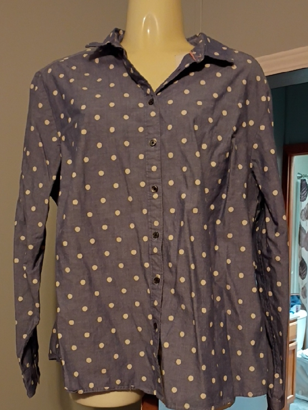 Boden Blue Polka Dot Classic Shirt